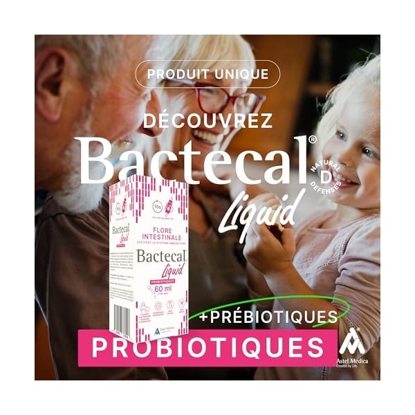 Bactecal D Liquid Défenses naturelles - Probiotiques & Prébiotique - Reconstitue la Flore Intestinale et Renforce le Systèm