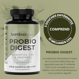 Bamboo Labs - 120 Gélules Probiotiques et Prébiotiques Intestinaux qui Renforcent le Système Digestif et Microbiote Intestina