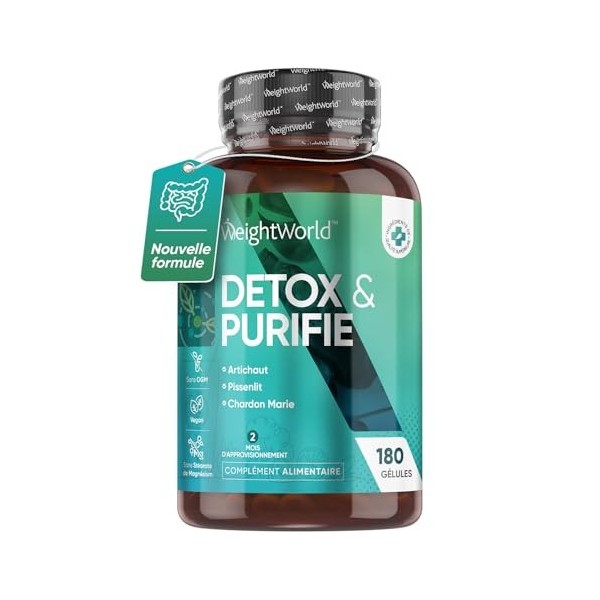 Detox & Purifie 180 Gélules Vegan 2 Mois - Probiotiques 10 Milliards dUFC - Artichaut Radis Noir, Psyllium, Gingembre, Silym