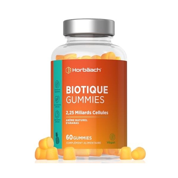 Biotique Flore Intestinale Gummies | 2,25 miliards Cellules | Multi-Souches : Lactobacillus Casei + Vitamines C, B3, B5, B6 |