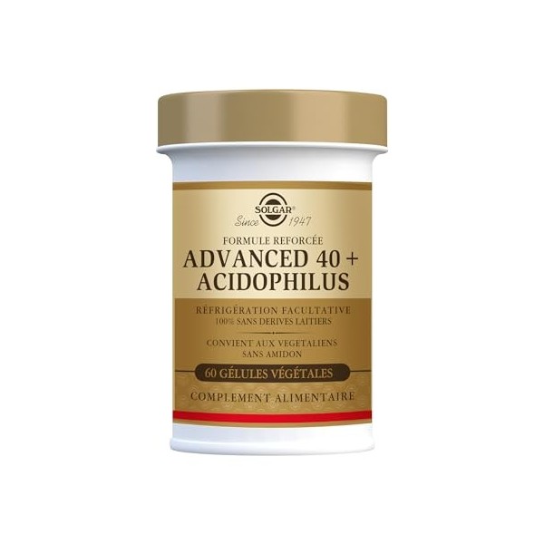 Solgar Advanced 40 Plus Acidophilus - Digestion - Transit - Probiotique - Favorise léquilibre de la Flore Intestinale - Micr