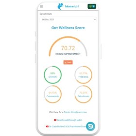 Biomesight Test de microbiome intestinal : résultats complets avec supplément personnalisé et recommandations alimentaires