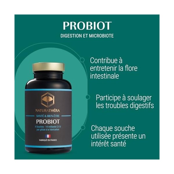 Naturathéra PROBIOT - 14 milliards/gélule - Complément Alimentaire Probiotiques, Digestion & Flore Intestinale - 90 Gélules -