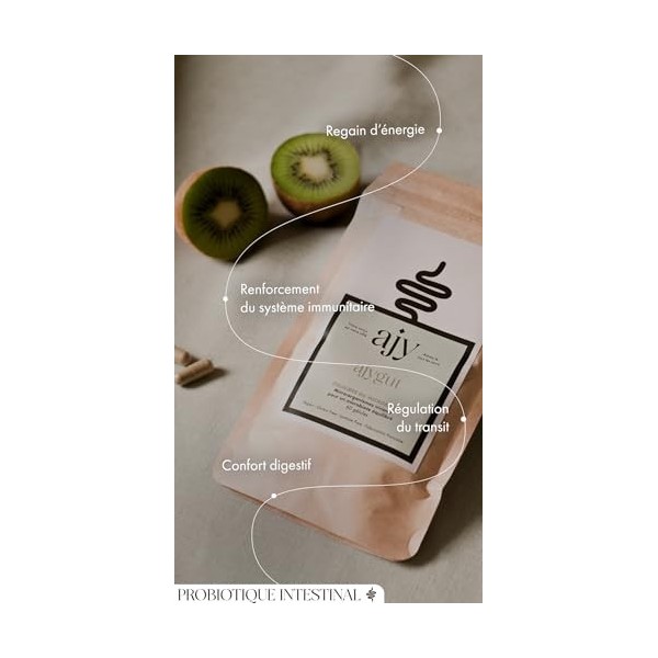 AJYGUT Probiotiques flore intestinale | Lactobacillus & Bifidobacterium | Equilibre du microbiote et digestion | 7 souches, 6