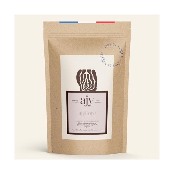 AJYFLORE Probiotique flore intime | Equilibre vaginal & anti infections | Lactobacillus, 3 souches | 60 gélules