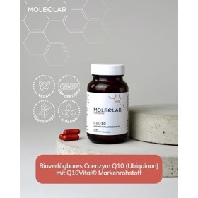MoleQlar Lot de 60 capsules de coenzyme Q10 - Ubiquinone bioidentique issu de la fermentation - Matière première de marque Q1