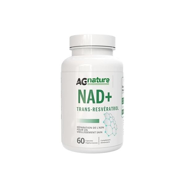 NAD Complément Nicotinamide Pur 60 Gélules 1000 mg - Complexe Anti-Âge et Anti-Fatigue avec Niacine, Trans-Resvératrol et Tri