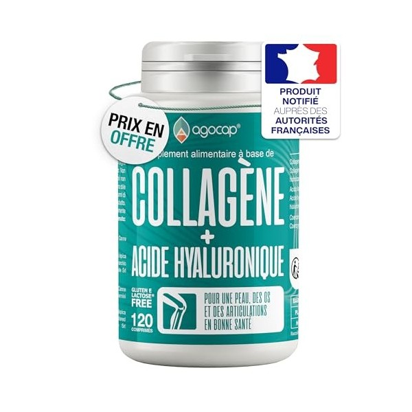 Collagene et acide hyaluronique - Collagene 120 comprimes, Articulations Fortes et Peau Hydratée. Collagène, Acide Hyaluroniq