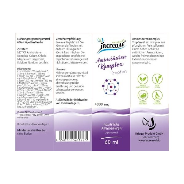 Complexe dacides aminés liposomaux en gouttes hautement dosé – 120 000 mg dacides aminés par paquet 4000 mg dacides aminé