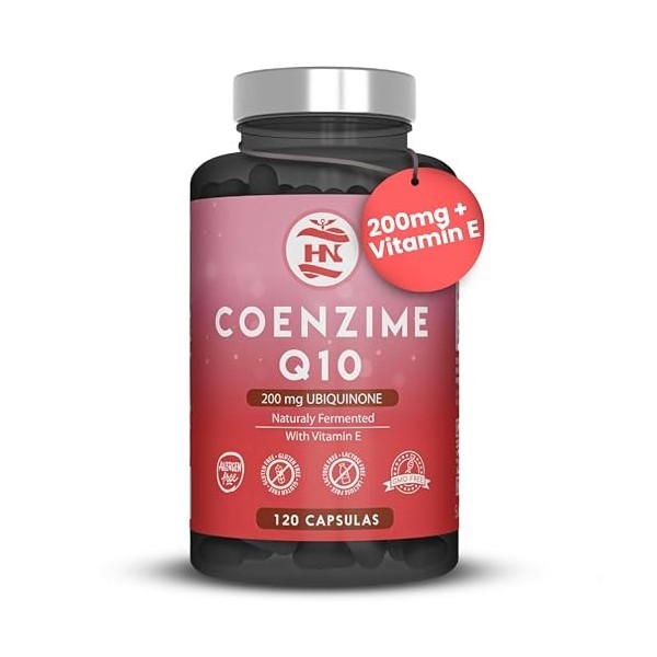 Coenzyme Q10 200 mg - 50 gélules 50 Jours Naturellement Fermentée, Soutient lÉnergie Cellulaire et le Métabolisme, Q10 Gél