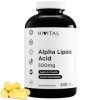Acide Alpha Lipoïque ALA 500 mg. 240 gélules vegan pour 8 mois de traitement. Antioxydant qui aide à réduire linflammation