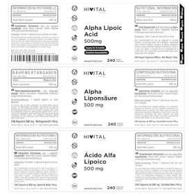 Acide Alpha Lipoïque ALA 500 mg. 240 gélules vegan pour 8 mois de traitement. Antioxydant qui aide à réduire linflammation