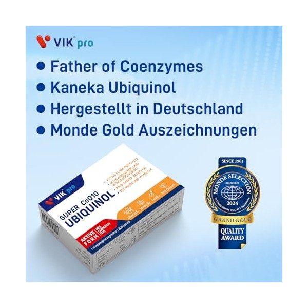VIKpro Coenzyme Q10 100mg par Capsule，30 Capsules