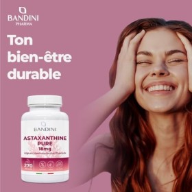 Bandini® Astaxanthine pure 18 mg dAlgue Haematococcus Pluvialis | 270 gélules pour 9 mois | Concentration & Biodisponibilité