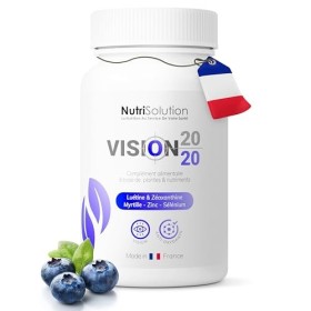 Vision 20/20 : Complément Naturel pour la Santé des Yeux à Base de Myrtille, Lutéine et Zéaxanthine - Favorise une Vision Cla