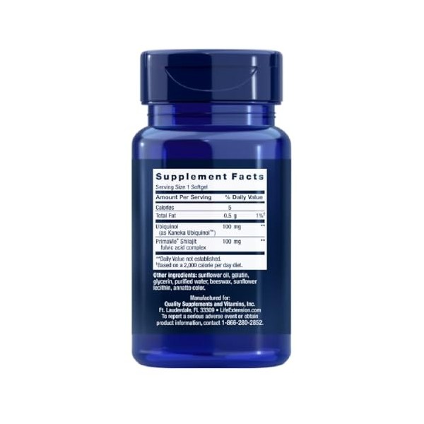 Life Extension Super Ubiquinol CoQ10 avec Soutien Mitochondrial Renforcé™, 100mg, 30 Capsules molles