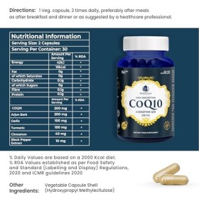 Biovitalia CoQ10 200 mg Capsules de Coenzyme Q10 pour la santé cardiaque enrichies en antioxydants élevés pour lénergie favo