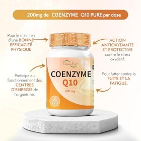VitaminPure - Coenzyme Q10 200mg, 120 gélules avec Ubiquinone pure à haute dose, Coq10 naturellement fermenté 200mg, Coq10 à 