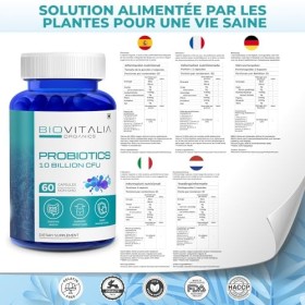 Biovitalia Organics Capsules probiotiques pour hommes et femmes 10 milliards dUFC | Soutien à la santé digestive et à la ges