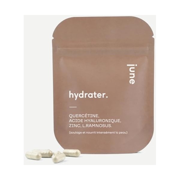 Quercétine, Acide Hyaluronique, Zinc, Lactobacillus Rhamnosus, Action Hydratante, Nourrit & Apaise la Peau, 60 gélules Végéta