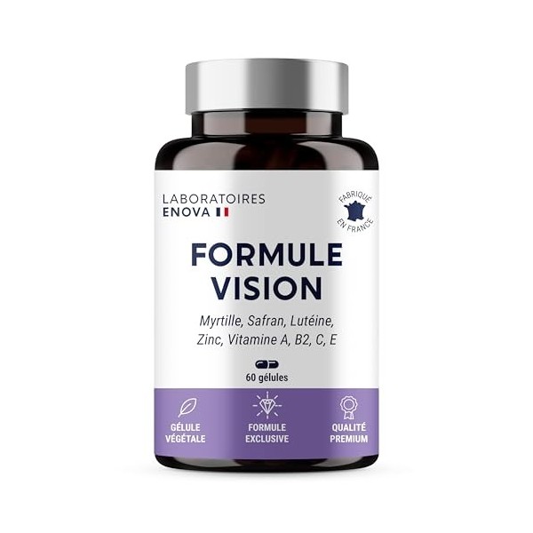 FORMULE VISION | Complément alimentaire pour les yeux | Myrtille, Safran, Lutéine, Zinc et Vitamines | Maintien dune vision 