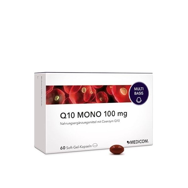 Medicom - Haute dose de Coenzyme Q10, Q10 Mono 100 mg, complément énergétique et système immunitaire, Q10 naturel en capsules