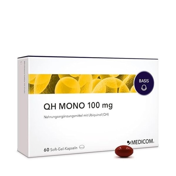 Medicom QH Mono 100 mg, capsules dubiquinol à haute dose, KanekaTM QH, coenzyme Q10, biodisponibilité, ubiquinol naturel - 6