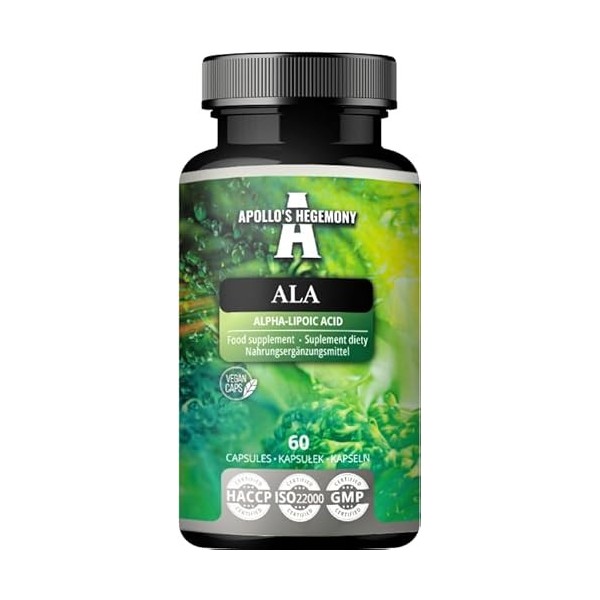 ALA Alpha Lipoic Acid 600 mg - 60 gélules végétaliennes - Optimise la gestion du glucose - Soutient la santé mitochondriale