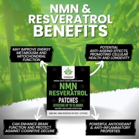 Patchs NMN et resvératrol - Haute absorption, libération en 12 heures - Soutient la santé cellulaire, anti-âge et vitalité de