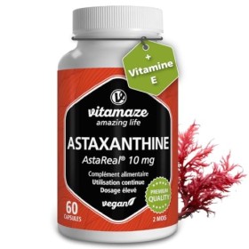 Astaxanthine AstaReal® Premium avec Vitamine E - Pure Astaxanthine a partir de Algues Haematococcus - Antioxydant Supplément 