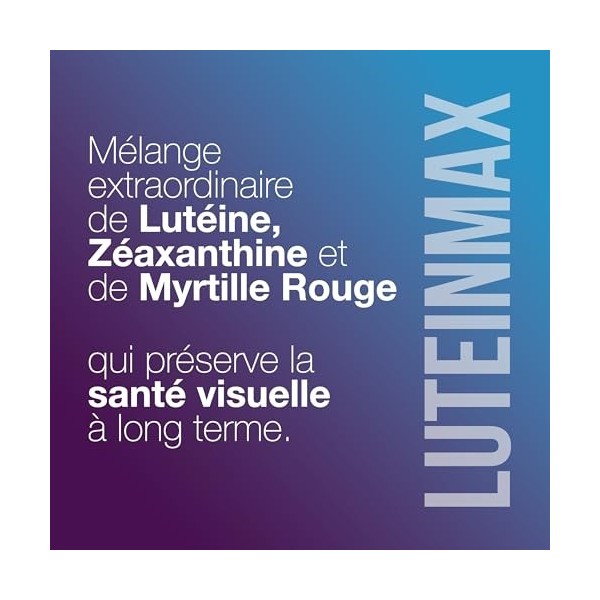 Complément Alimentaire Yeux− Contient de la Lutéine, Zéaxanthine, du Zinc, de lExtrait de Myrtille et de la Vitamine A, E et