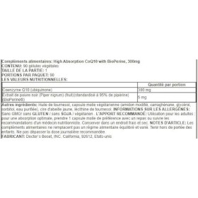 Doctors Best High Absorption CoQ10 avec BioPerine, 300mg - 90 gels mous végétales - Soutien Cardiovasculaire et Antioxydant
