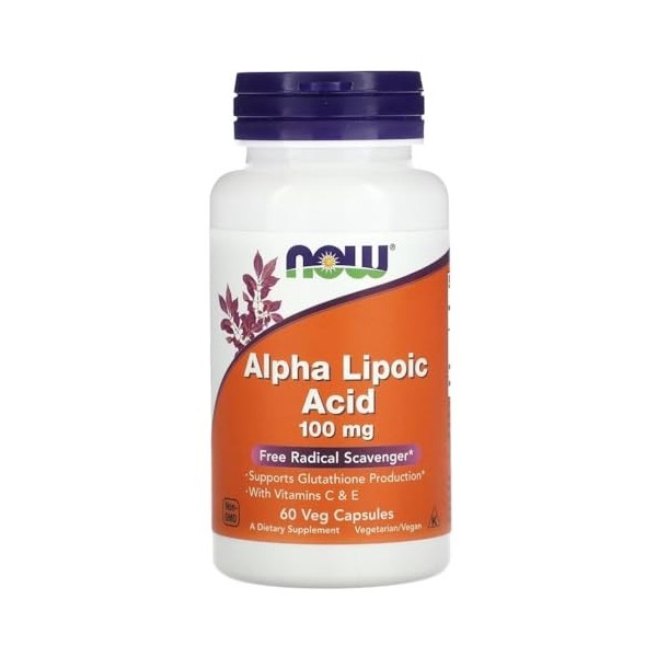 Now Foods - Extra Strength Alpha Lipoic Acid | Acide Alpha-Lipoïque avec Vitamine C & E | Soutient la protection cellulaire e