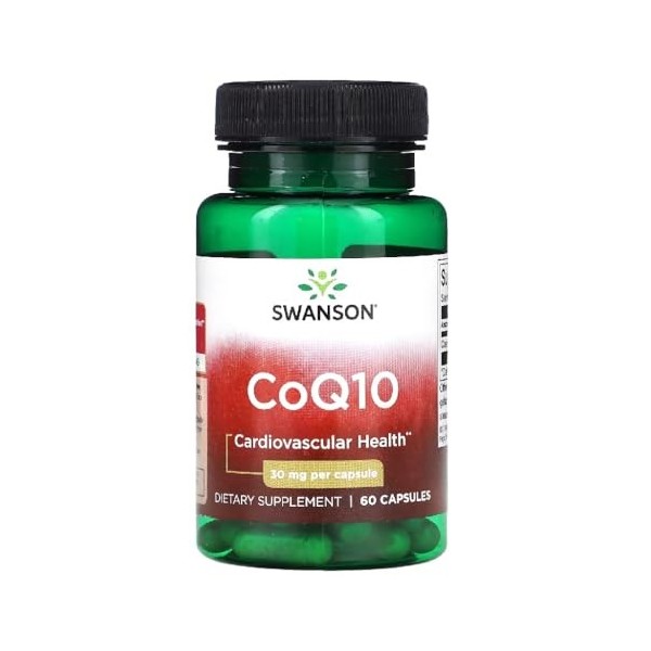 Swanson - CoQ10 - Soutien de la Santé Cardiaque | Énergie Cellulaire et Antioxydation - 60 Capsules
