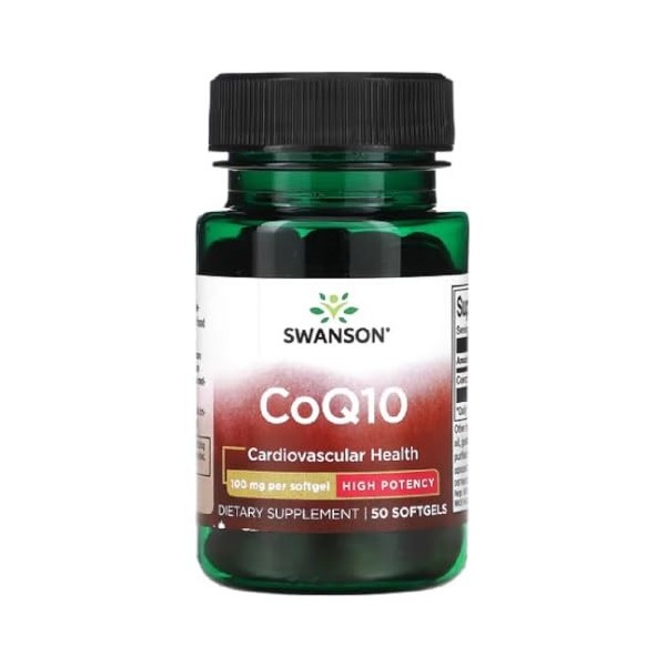 Swanson - CoQ10 - Coenzym Q10 | Soutien énergétique et cardiaque avec antioxydants - 100 mg, 50 capsules