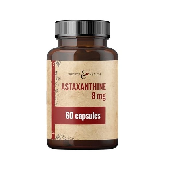 Astaxanthine 8 mg - 60 gélules - Astaxanthine fortement dosée – Antioxydant puissant - Astaxanthine bio à la vitamine E - Ast