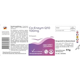 Co-Enzyme Q10 - avec 100mg de coenzyme Q10 par gélule - 90 gélules - hautement dosé - végétalien - suppléments biodisponibles