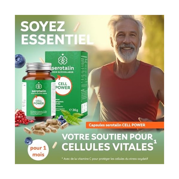 serotalin® CELL POWER NAC Capsules – Resvératrol & Polyphénols + Vitamine C | 100 % vegan et fabriqué en Allemagne | 60 gélul