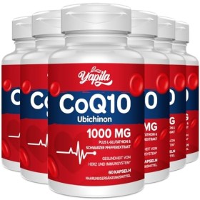 CoQ10 avec L-Glutathion 1000mg Gélules 6 Paquets - 100% Coenzyme Q10 Fermentée, Coenzyme Q10 Hautement Dosée, Antioxydant Co