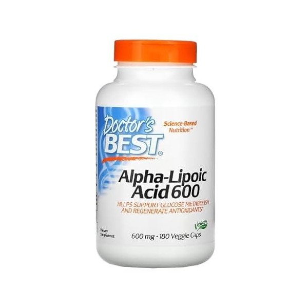 Doctors Best Alpha Lipoic Acid, 600mg - 180 gélules | Antioxydant Puissant et Soutien pour la Santé