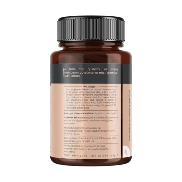 Curcuma et Curcumine 1100mg - 360 comprimés de 1100mg – Curcumine à 95% - 1000mg dextrait de racine de Curcuma contenant nat