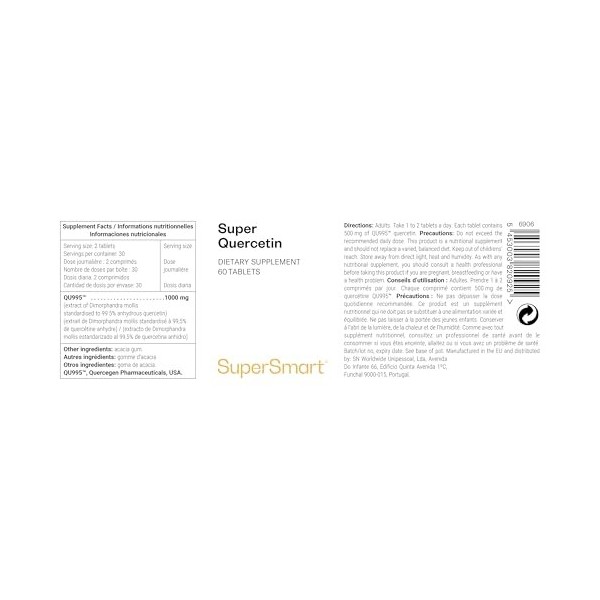 Super Quercétine - Diminue les Allergies - Renforce lImmunité - 70% Mieux Absorbé que la Quercétine Classique - 60 gélules v