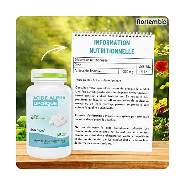 Nortembio Acide Alpha-Lipoïque - 100 Veggie Capsules - Complément Alimentaire - Booster du Système Immunitaire - Protection C