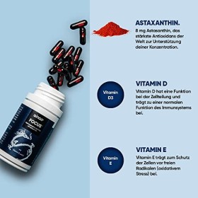 Qinao® Focus Bottle 60 dragées pour 30 jours | Brainfood*** pour plus de concentration, astaxanthine naturelle issue de micro