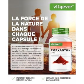 Astaxanthine 12 mg Depot - 60 capsules softgel - A partir de microalgues Haematococcus Pluvialis pures - Biodisponibilité opt