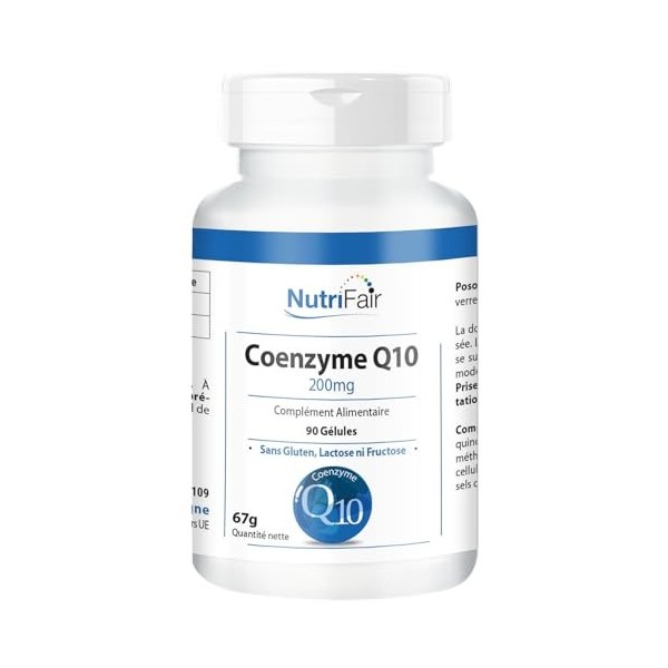 Co-Enzyme Q10 200mg - 90 Capsules - Hautement Dosé - 100% Végétalien - Production Allemande & Tests en Laboratoire - NutriFai