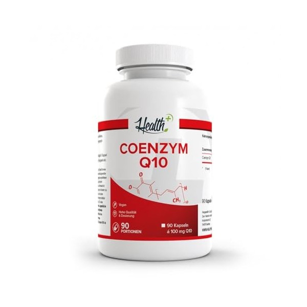 HEALTH+ COENZYM Q10 100 mg – 90 capsules, substrat énergétique du corps, capsules de coenzyme Q-10, complément alimentaire fa