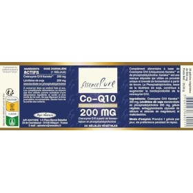 Coenzyme Q10 200 mg à Essence Pure- CoQ10 hautement assimilée ubiquinone avec phosphatidylcholine - Extraction par bioferme
