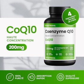 Coenzyme Q10 200 mg - 120 capsules CoQ10 100% pur, dosage élevé - Complément antioxydant Q10 Coenzyme pour le bien-être cardi