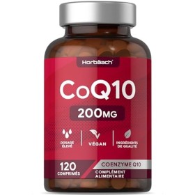 Coenzyme Q10 200mg Ubiquinone | CoQ10 200mg | 120 comprimés | Convient aux végétariens et végétaliens | by Horbaach